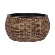 Planter WICKER D37xH19cm, light brown