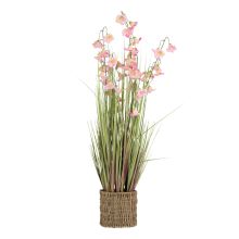 Artificial flower IN GARDEN H87cm, purple campanula, grass with pot