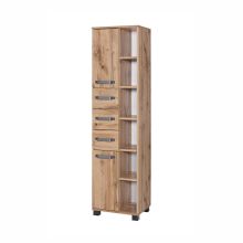 Tall bathroom cabinet MILAN 40x32xH164cm, with shelves, oak