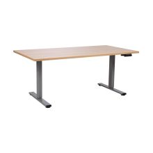 Desk ERGO PRO with 2 motor 140x70xH60-125cm, hickory/grey