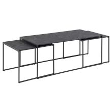 Coffee tables 3pcs INFINITY 120x60xH48cm, 56x56xH44cm, 56x56xH44cm, black