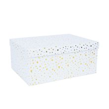 Pappkarp DIANA-3 kaanega 33x25,5xH14,5cm, valge kuldsete täppidega