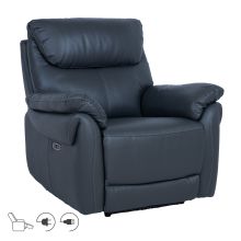 Tugitool BOWEN elektriline recliner, tumehall naturaalne nahk