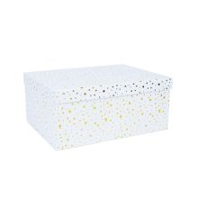 Pappkarp DIANA-7 kaanega 25x18xH10,5cm, valge kuldsete täppidega