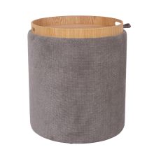 Ottoman/ table HIRO D39xH44cm, grey, with storage and tray