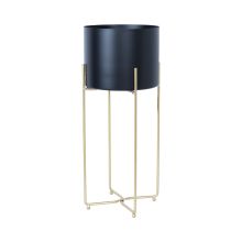 Lillepostament DEIA BLACK L 24,5x23,5xH57cm, must/kuldne