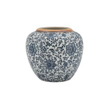 Vase TITAN STONE D20xH18cm, blue flower