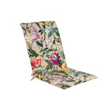 Покрытие для стула со спинкой AMAZONIA 42x90x3см, с оборкой, цветы/ бежевая ткань, 50%полиэстер/ 50%хлопок