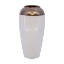 Vase TITAN STONE D17xH32cm, white/gold