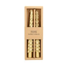 Antique candle CAROLS 2pcs 20cm golden spruce