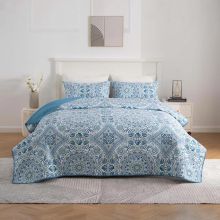 Bedspread with pillowcases VERONA 220x220cm 1pc, 50x75cm 2pcs, blue