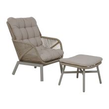 Lounge chair TUXEDO with footstool, beige