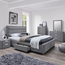 Кровать CAREN 160x200см, с ящиками, серая