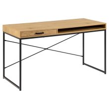 Desk SEAFORD 140x58xH76cm, oak, with 1 shelf