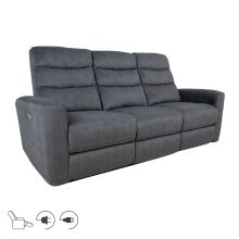 Recliner sofa GASTON 3-seater with electric mechanism, grey velvet