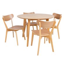 Söögilauakomplekt ROXBY ümar laud, 4 tooli, tamm