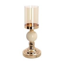 Candlestick LAUDRE D11xH35cm, white/gold