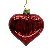 Christmas ornament JOY HEART RED 8cm, glass