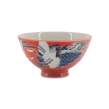 Bowl HARU D11.5xH6cm "Cranes on Red"