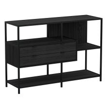 Книжный шкаф SEAFORD 114x35xH78 см, черный, с ящиками