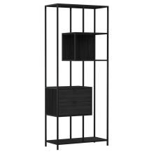Riiul SEAFORD 77x35xH185cm, must, sahtlitega