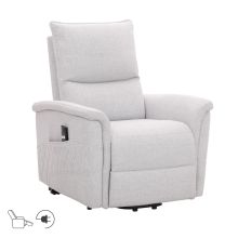 Recliner armchair GIANNI with electric lifting mechanism, grayish-white