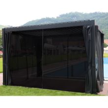 Gazebo MIRADOR-111 3x3m with textilene side walls, dark grey