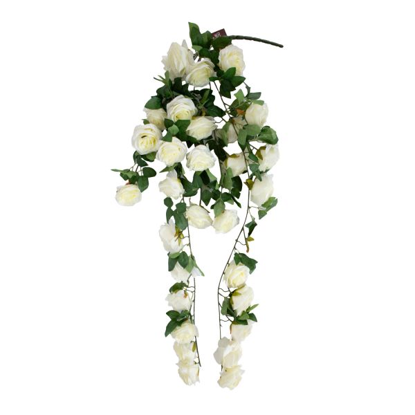 Искусственный цветок FLOWERLY ветка H120см, белая роза