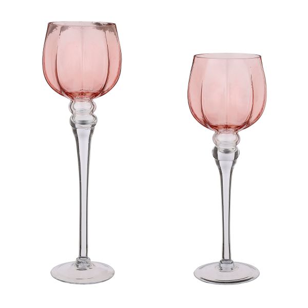 Candle holders CANTA H35/H40cm, pink