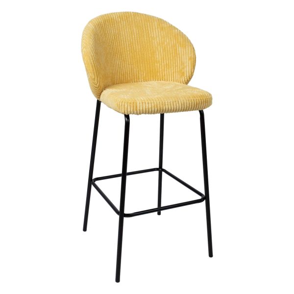 Bar chair ZIVA yellow corduroy