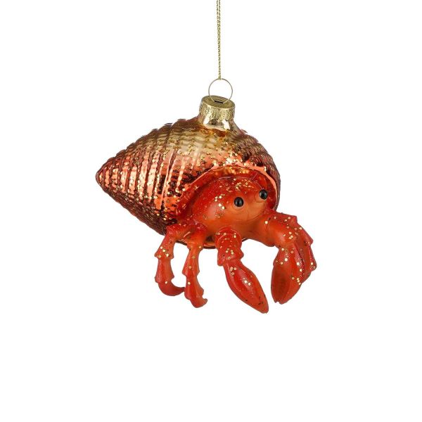 Jõuluehe SHINE HERMIT CRAB 10cm klaas, oranž