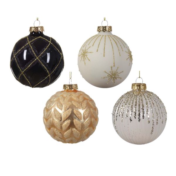 Jõuluehe GLOW WOW  D8cm, klaas, must/valge mix