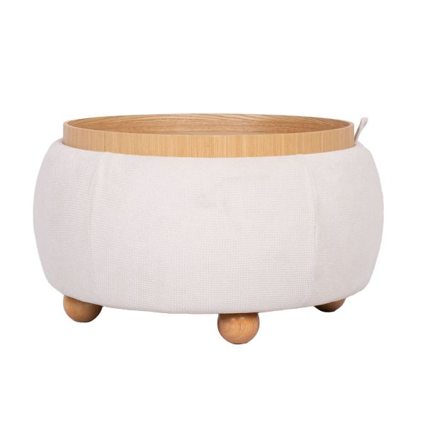 Пуф/стол HIRO D67xH38см, белый, с местом для хранения