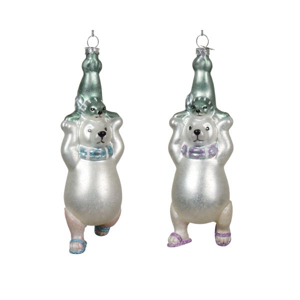 Jõuluehe SHINE SEAL BEAR H16cm, klaas, mix