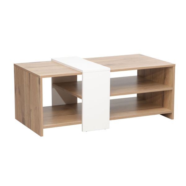 Coffee table HANNES 100x53x41,5cm, rustic / white melamine