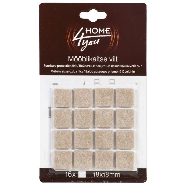 Mööblikaitse vilt 18x18mm, 16tk, beež