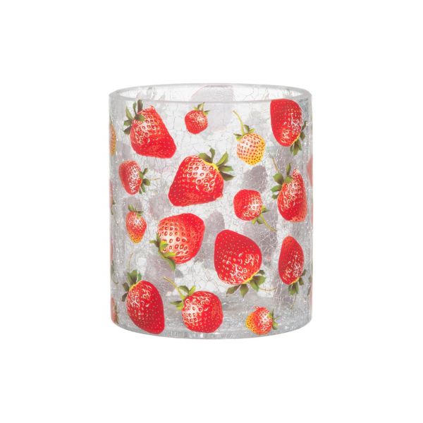 4Living Glass hurricane Strawberry 13 cm