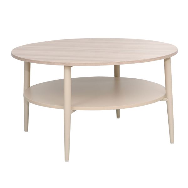 Coffee table LESTER 80x80xH45cm, light wood/beige