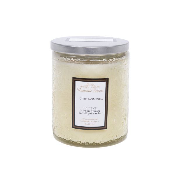 Свеча в стеклянном стакане ROMANTIC TIMES, D7xH9см, с крышкой, бежевый (аромат - VANILLA BOURBON)