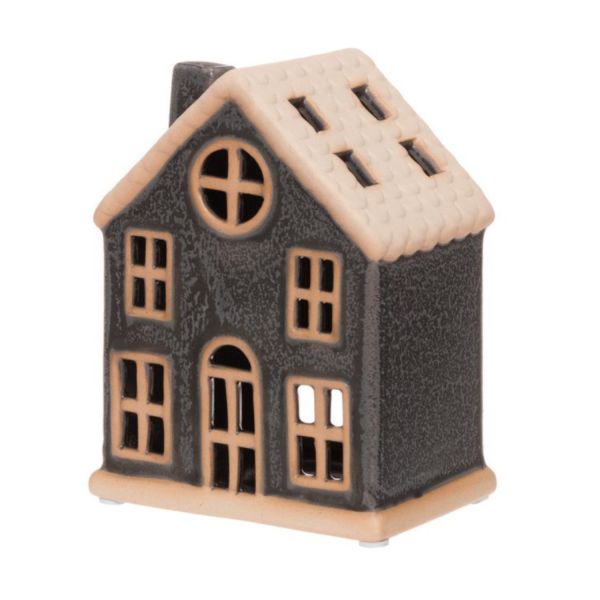 Lantern for candle 4Living HOUSE H15,5cm, dark grey porcelain