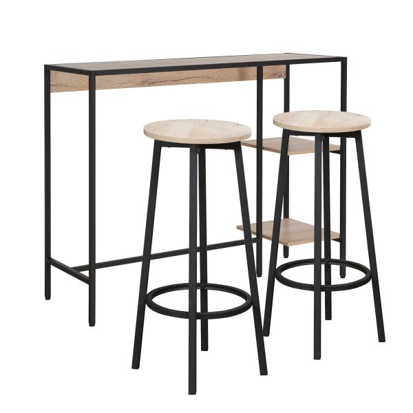 Bar set HEDVIG table and 2 bar stools, ash/black