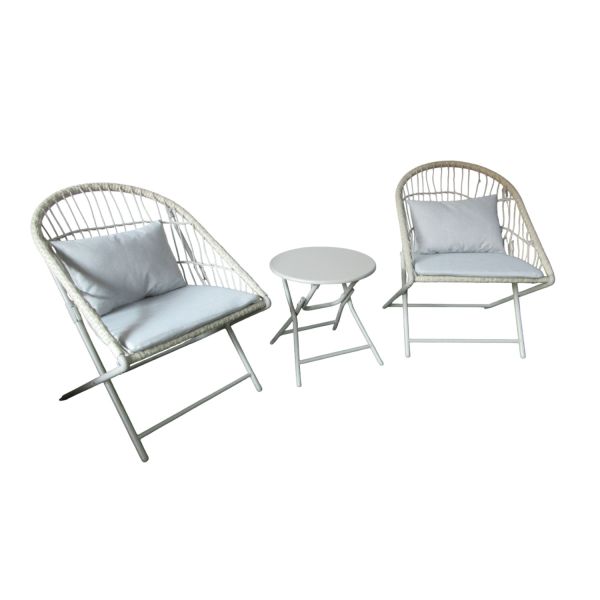Balcony set YOLANDA 2 chairs and table, light gray
