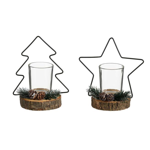 Candleholder SHINE STAR H15,5cm mix