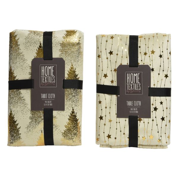 Tablecloth GLOW 140x180cm, beige velvet, mix