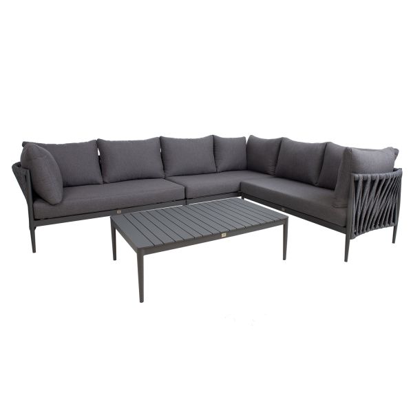 Garden furniture set BREMEN table, corner sofa, grey