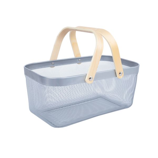 Basket OTTO 40x27xH18cm, with handle, grey