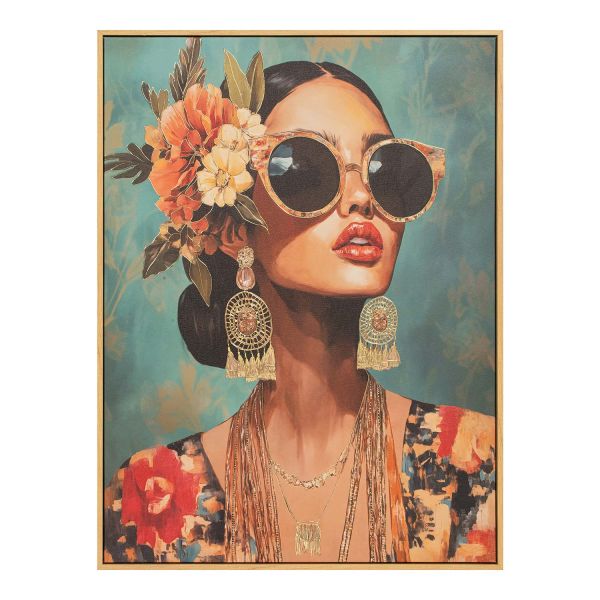 Wall art 80x100cm, woman with flowers