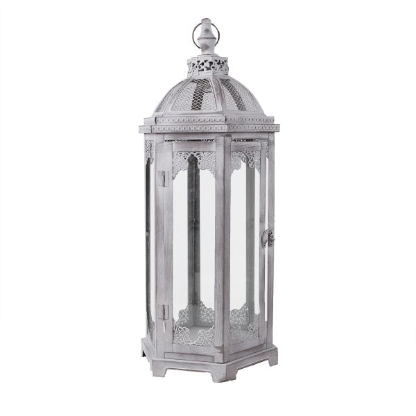 Latern VENEZIA-1, D27xH62cm, antique grey metal