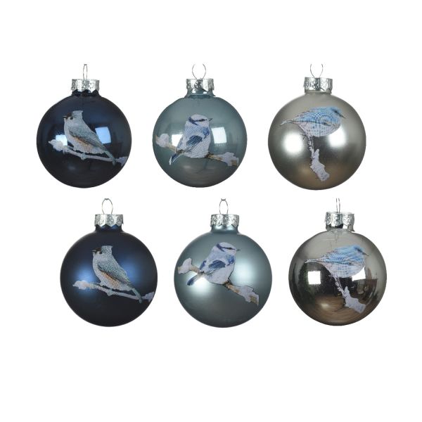 Jõuluehe XMAS sinilind D6cm, sinine/hõbe, mix