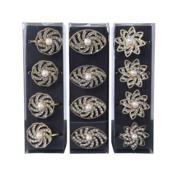 Napkin rings SHINE PEARL 4pcs golden, mix